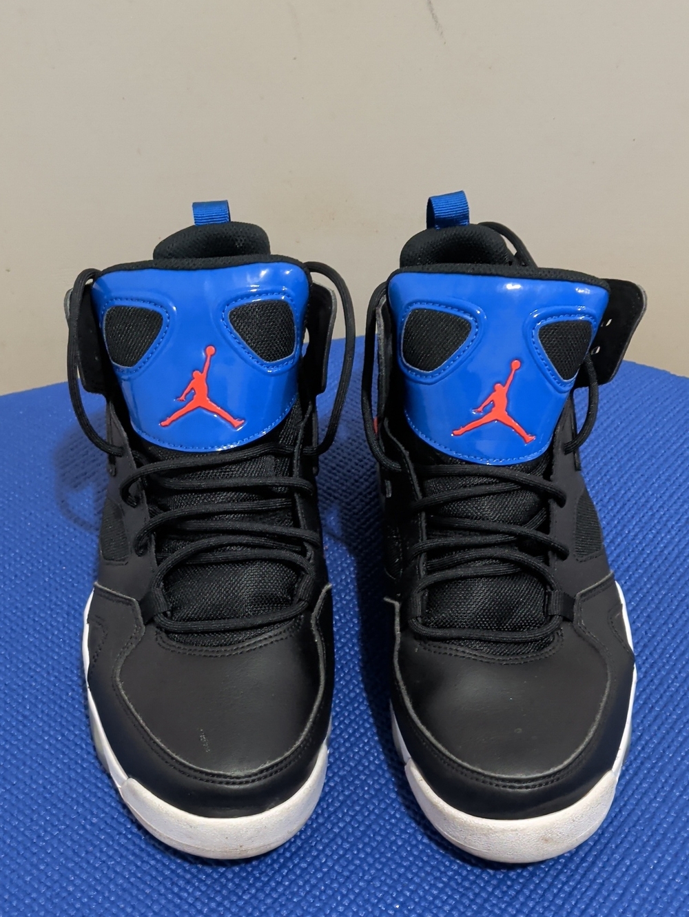 Jordan Kids Black and Blue High-Top Sneakers with Red Jumpman